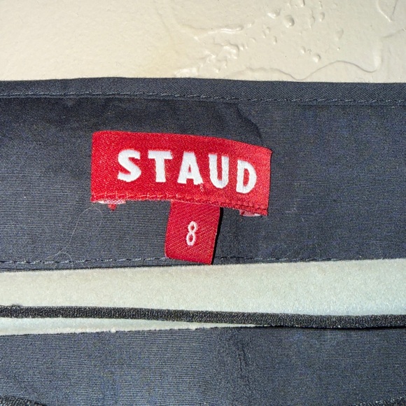 STAUD black Monroe peplum top in cotton poplin with a lace-up front size 8 - Picture 5 of 9